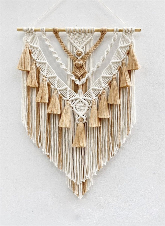 BMIDRUT Hanging Macrame Tapestry Woven Boho Wall Art Handmade Macrame Tapestry Home Wall Decor Wall Pediment 18x30 Inch (Brown) - Image 5